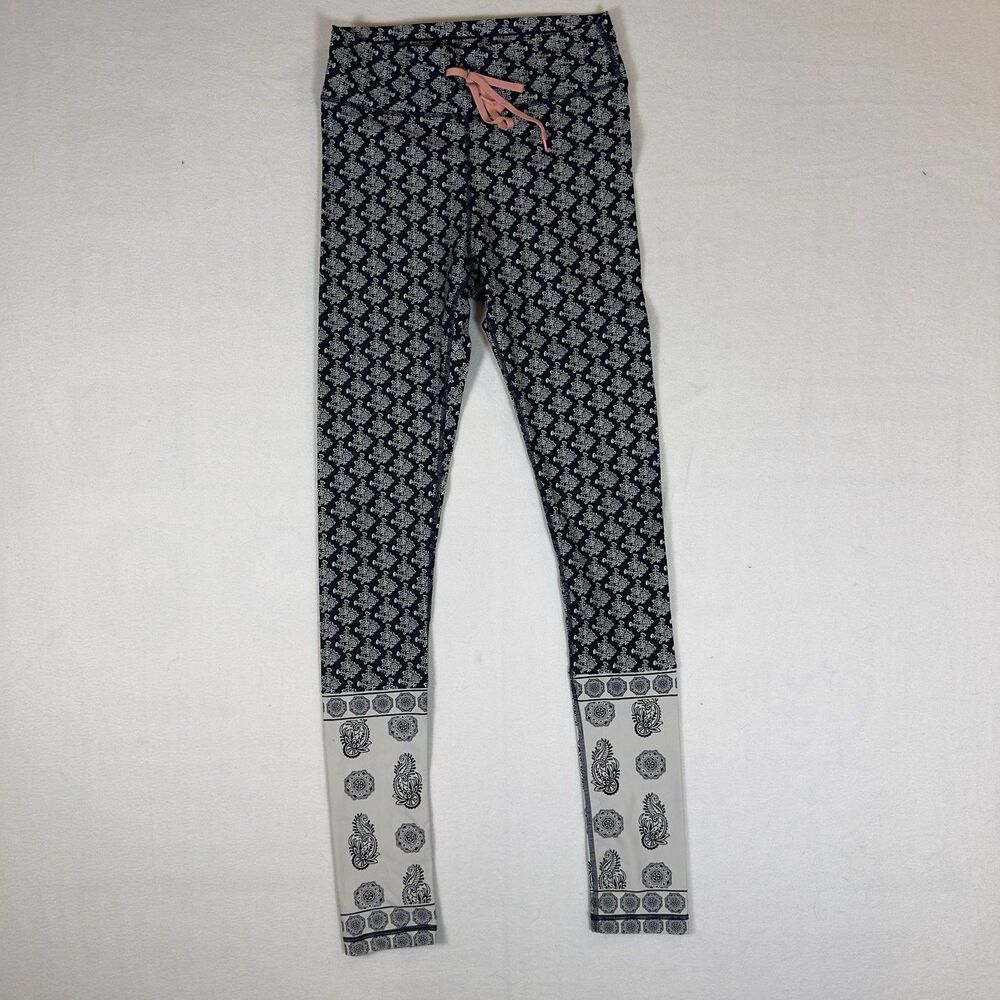 The Upside Womens Paisley Workout Yoga Leggings Full Length Stretch Tie Size S
